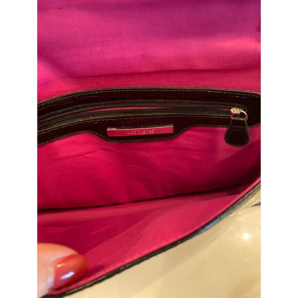 Daisy Fuentes Handbag Purse Black Faux Alligator Skin Clutch w/ Chain Strap Bag - Picture 6 of 9